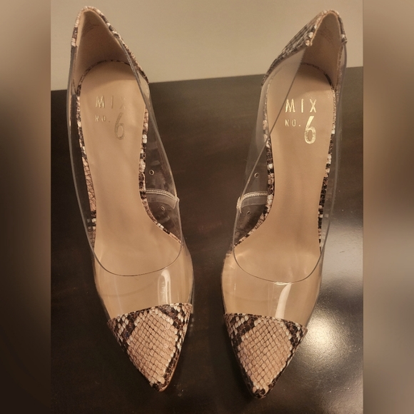 Mix No. 6 Aracely Snake Print Lucite Pointed Toe Pumps - Picture 3 of 5